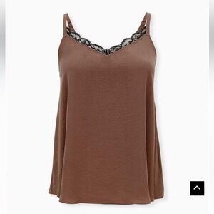 Sophie Satin Lace Trim Swing Cami - Torrid Plus Size 3 Taupe *NWT*